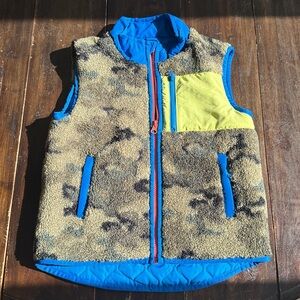 Kids Camo Fleece Vest with Blue and Yellow Accents